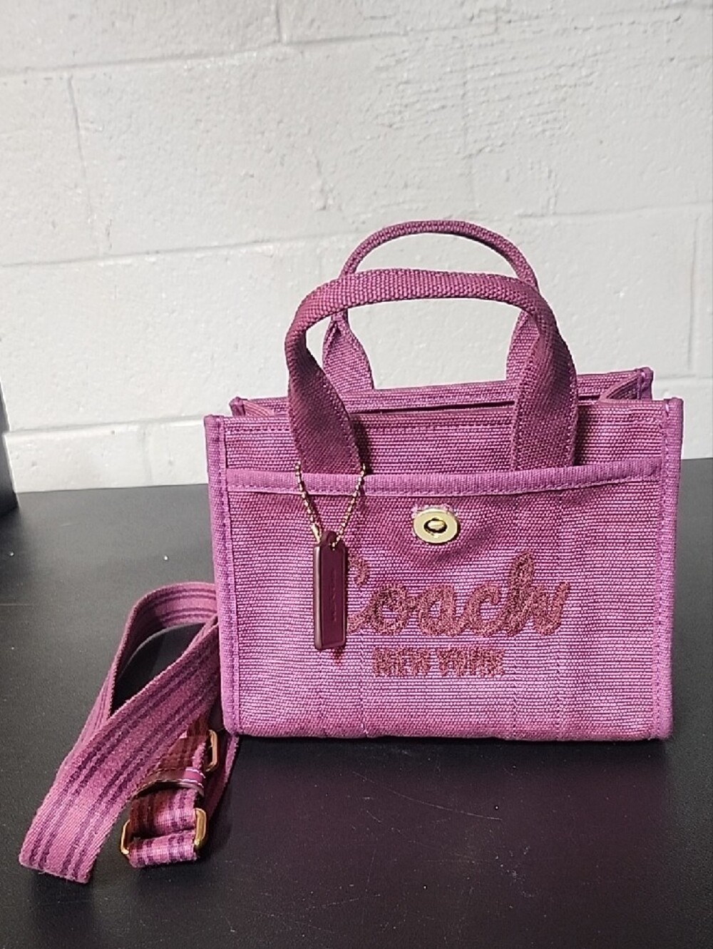 Coach Magenta Canvas Mini Tote with Turn-Lock - Picture 11 of 11